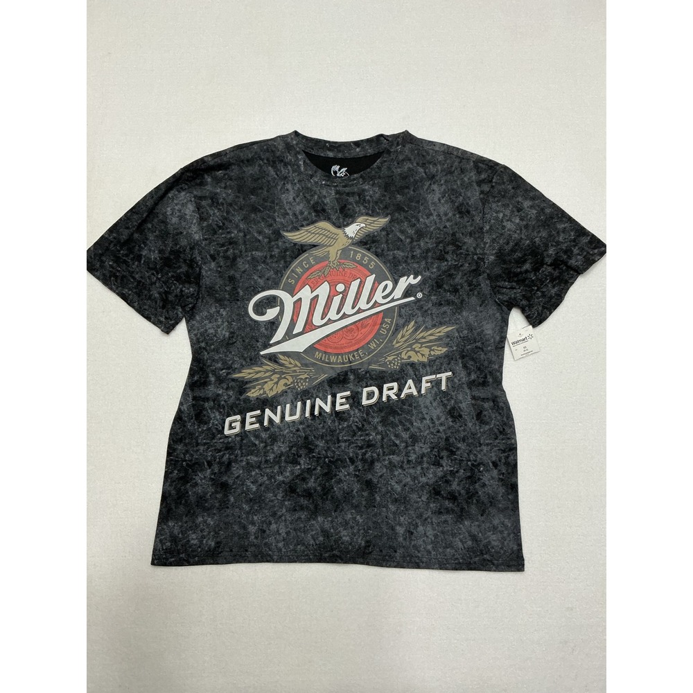 Miller Genuine Draft Womens XS T Shirt Acid Wash Beer Graphic Tee NWT Black